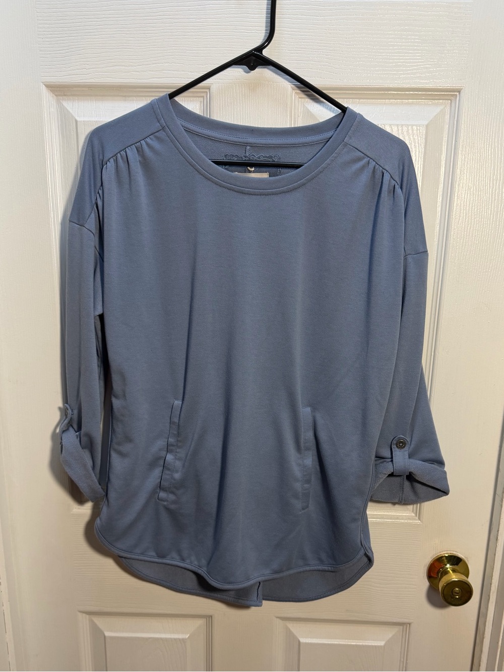Cupio Slate Blue Long-Sleeve Pocket Top